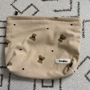 Beige Corduroy Kids Bear Pouch